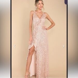 Rose Gold Sequin Evening Gown